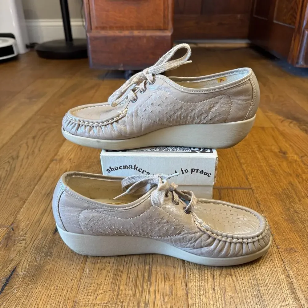 SAS Womens Lattice Supersoft Mocha Tan Lace-up Walking Shoes 9 N Narrow - Picture 2 of 7